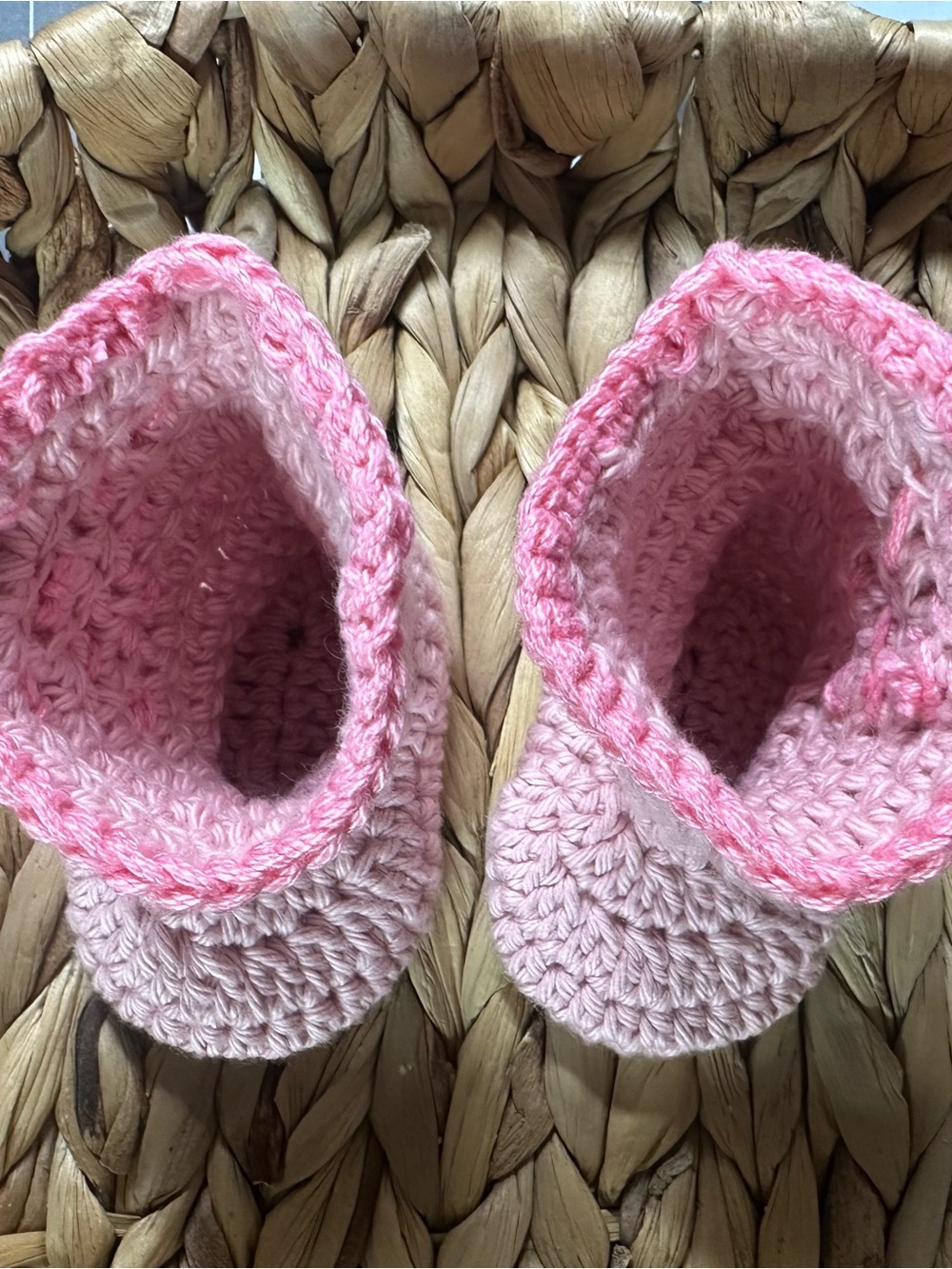Handmade Crochet Baby Cow Boy Booties - Pink - Picture 3 of 3